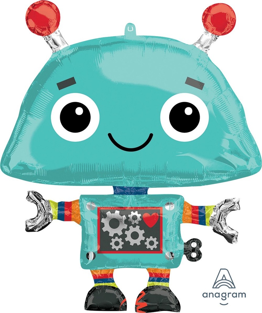 Robot Party Foil Balloon Super Shape 63cm X 73cm