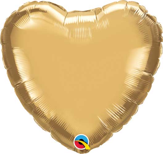 18" Heart Chrome Gold