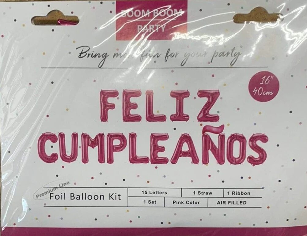30inc Happy Birthday Banner Hot Pink