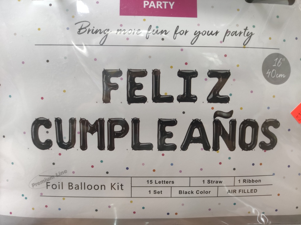 16" Feliz Cumpleaños Black Kit