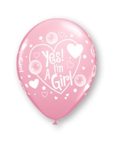 11" Yes I'm A Girl Pink 5 pcs