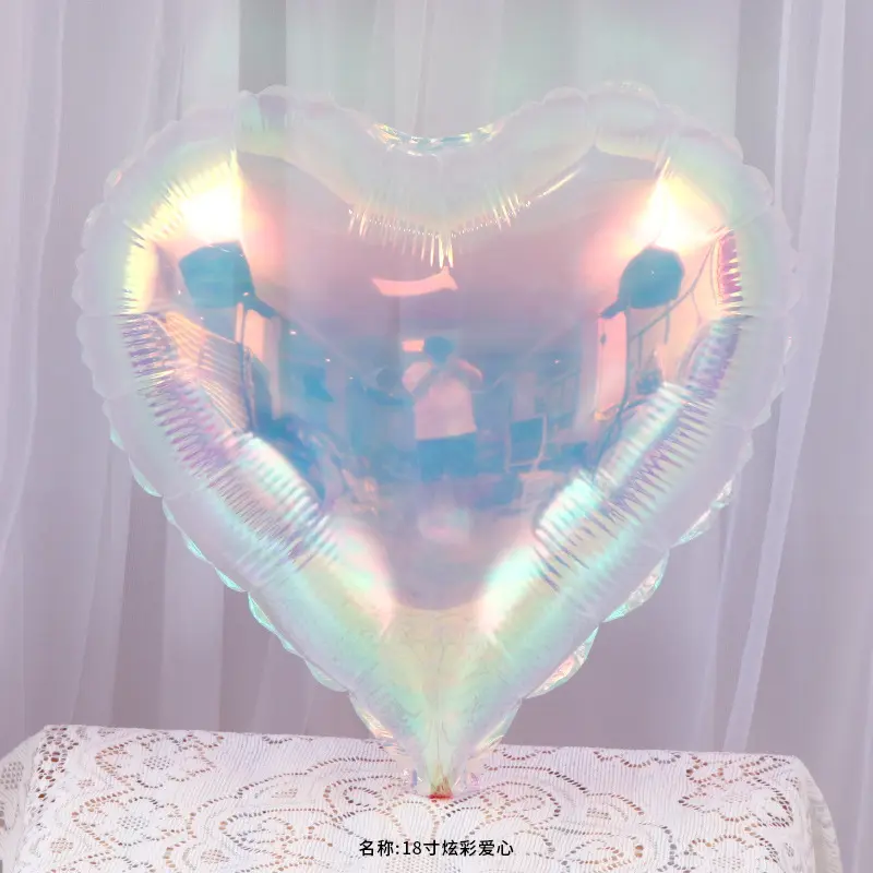 18" Iridescent Clear Heart 2 pcs