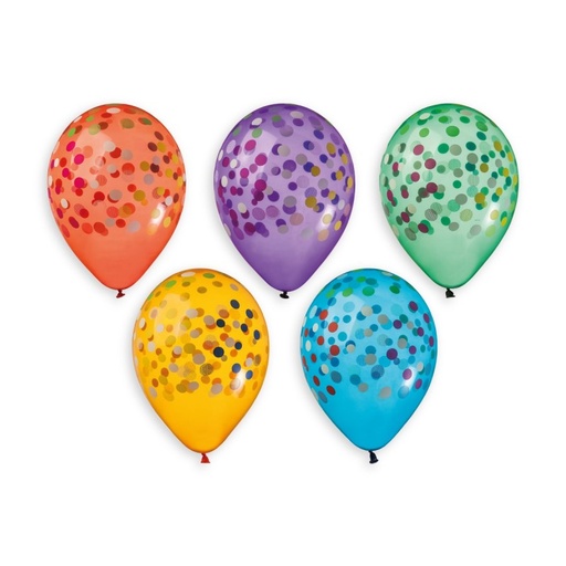 13" GS120 Clear Colourful Confetti Ass #816 5 pcs
