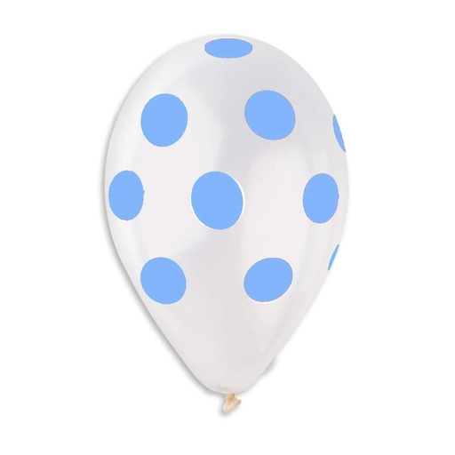 12" GS110:  White/Light Blue Polka Dot #001