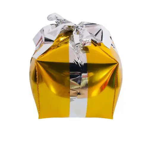 Christmas Cube Gift Box Gold and Silver 32 cm