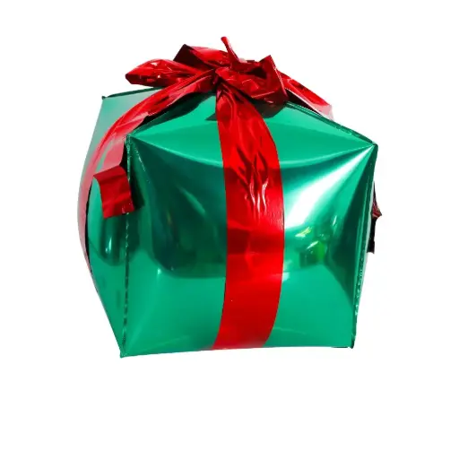 [cubegreenandred] Christmas Cube Gift Box Green and Red 32 cm